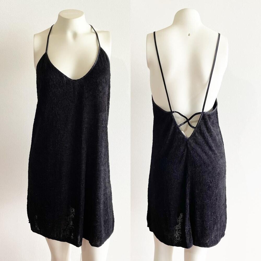 Val Mode Textured Black Lingerie Slip Medium